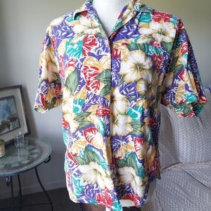 Vintage tropical beach button down medium